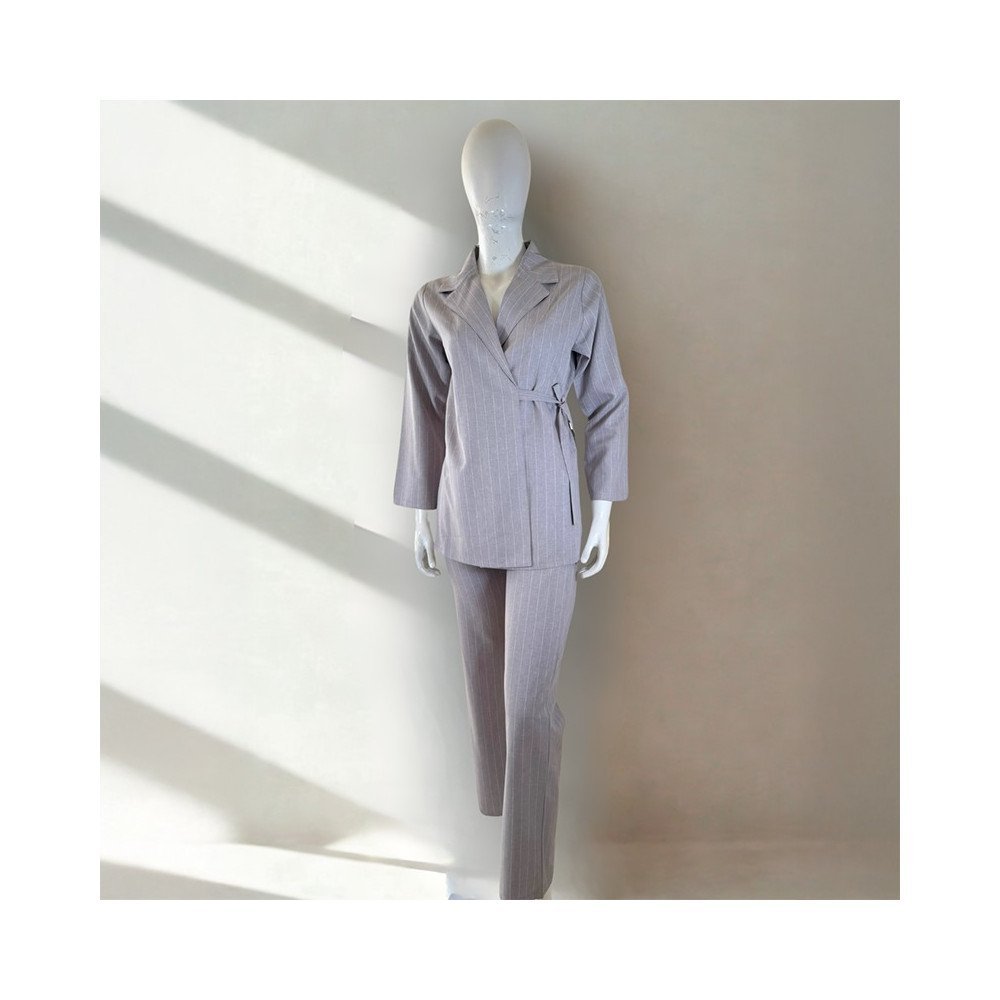 Ensemble deux pièces gris effet lin 