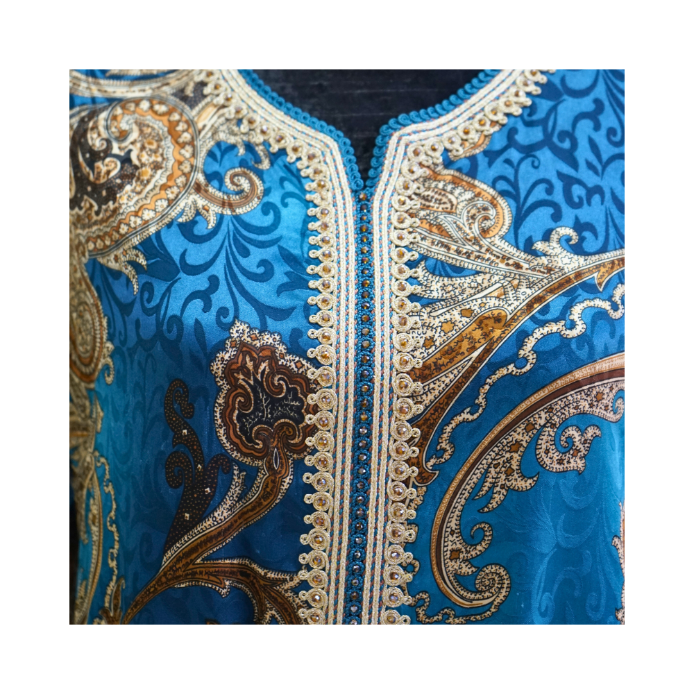 Gandoura florale en tissu léger brodé