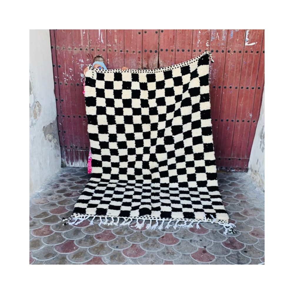 Tapis Damier Classique Noir et Blanc 1.5/1