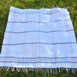 Plaid marocain tissée en soi bleu/noir