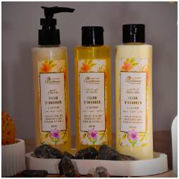 Pack Fleur d'Orange et Safran : Shampoing, crème de corps et un gel douche
