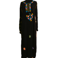 gandoura marocaine en cotton noir et broderie 