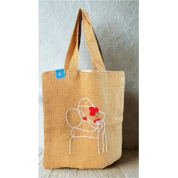 Sac en toile de jute brodé
