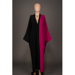 Kimono Bicolore Noir & Fuchsia – Élégance Minimaliste