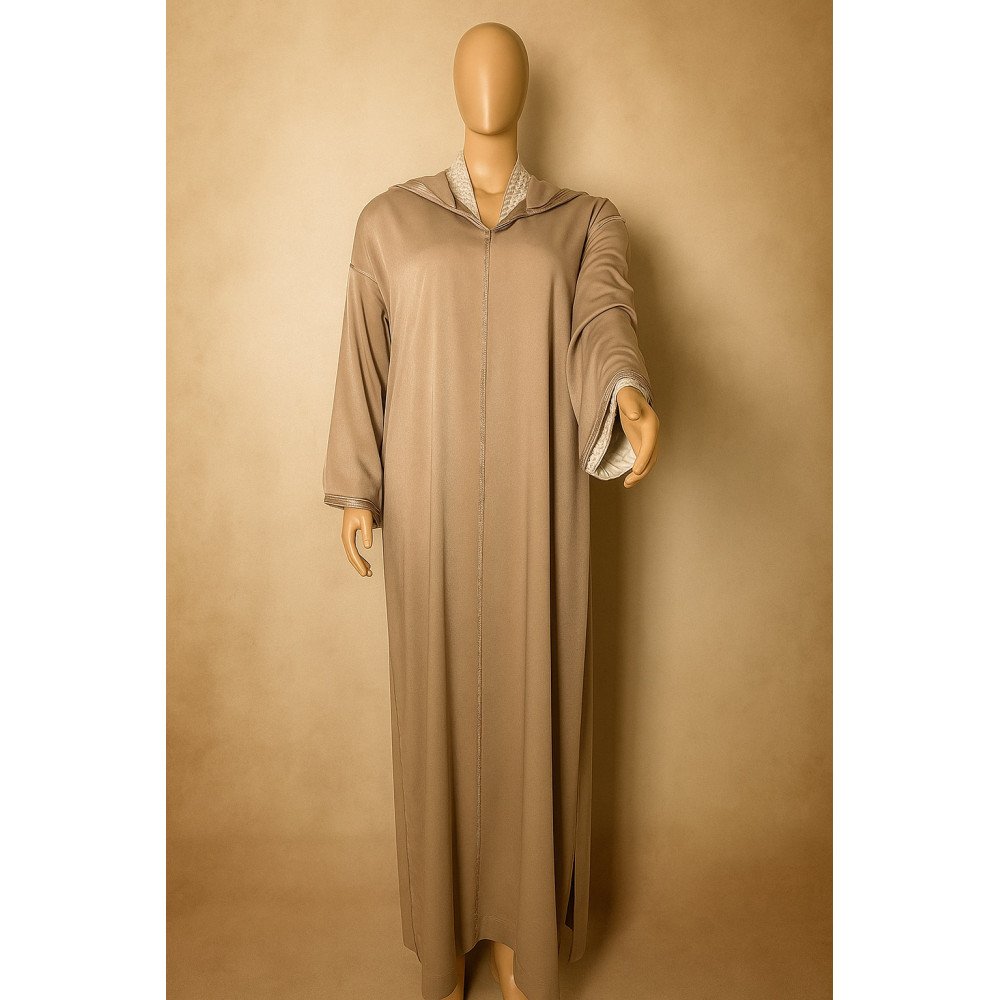 Jellaba 2 pièces en crêpe avec col officier