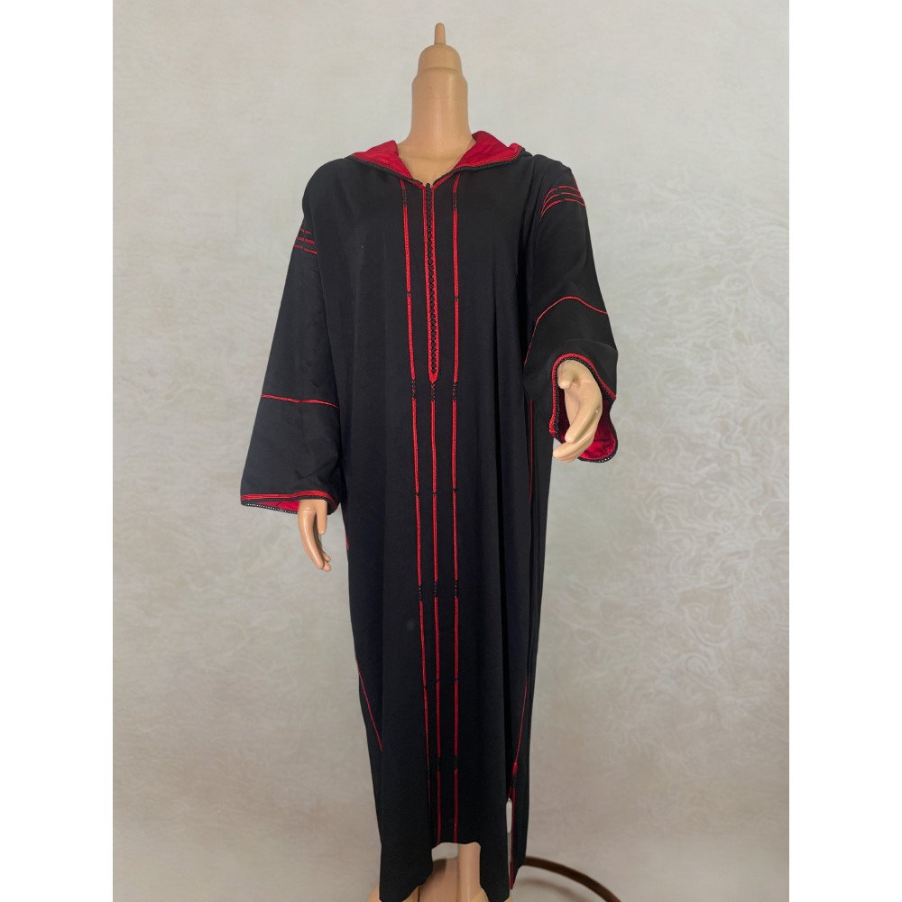 Jellaba en crêpe avec sfifa et barchman rouge 