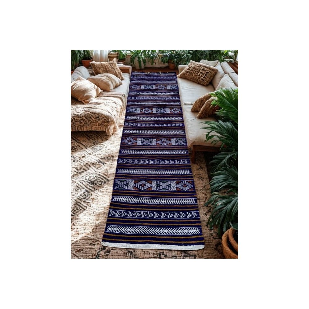 Tapis Berbère Bleu – Artisanat Marocain Tissé à la Main