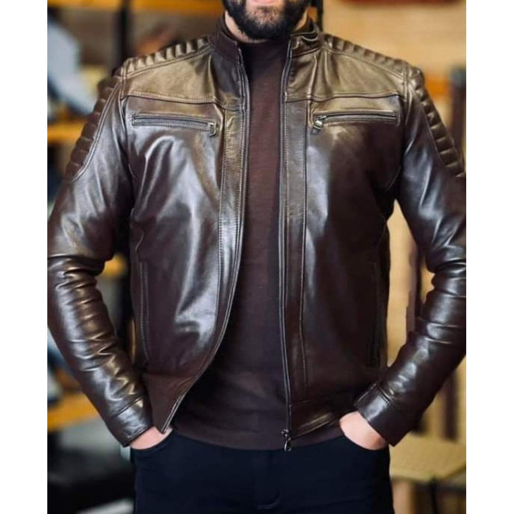 Veste en cuir marron – Élégance et caractère