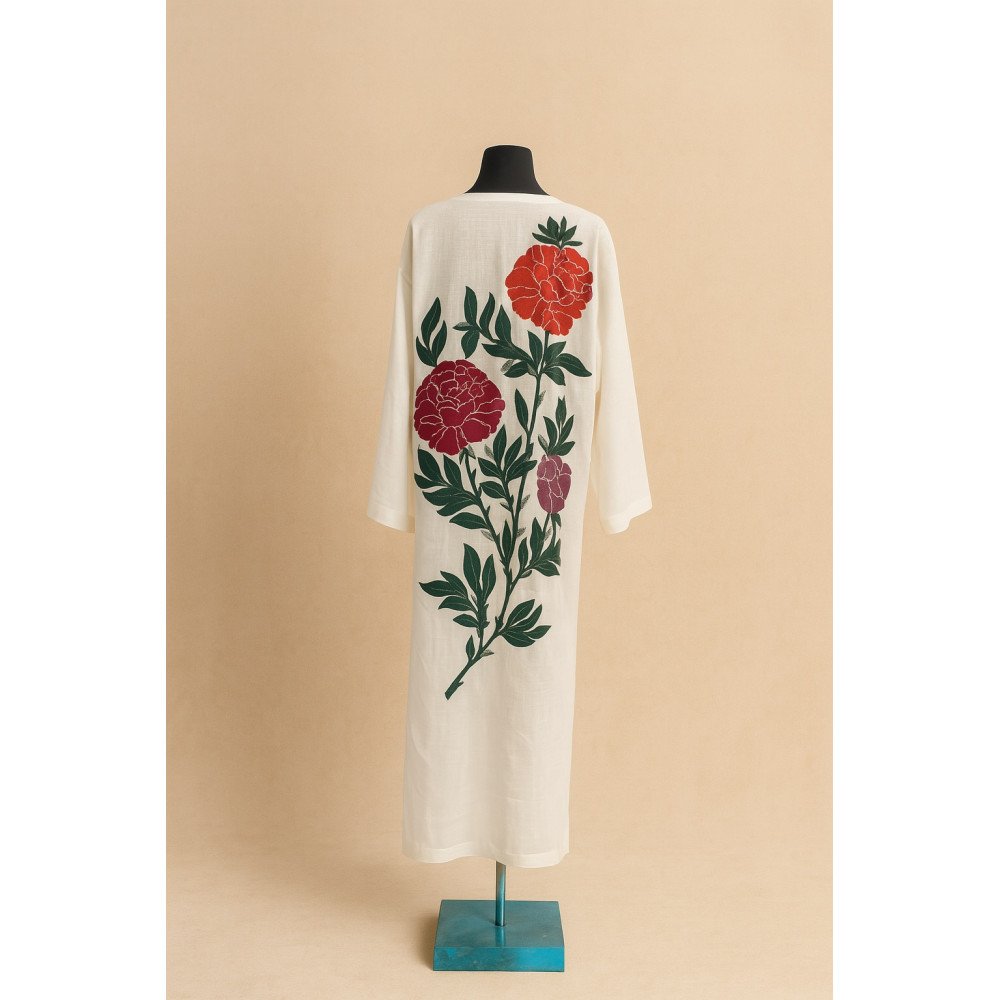 Kimono Long Brodé à Fleurs 
