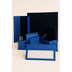 Set de bureau en cuir bleu