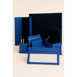 Set de bureau en cuir bleu