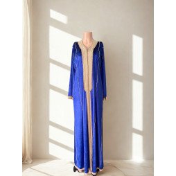 caftan en velours bleu roi