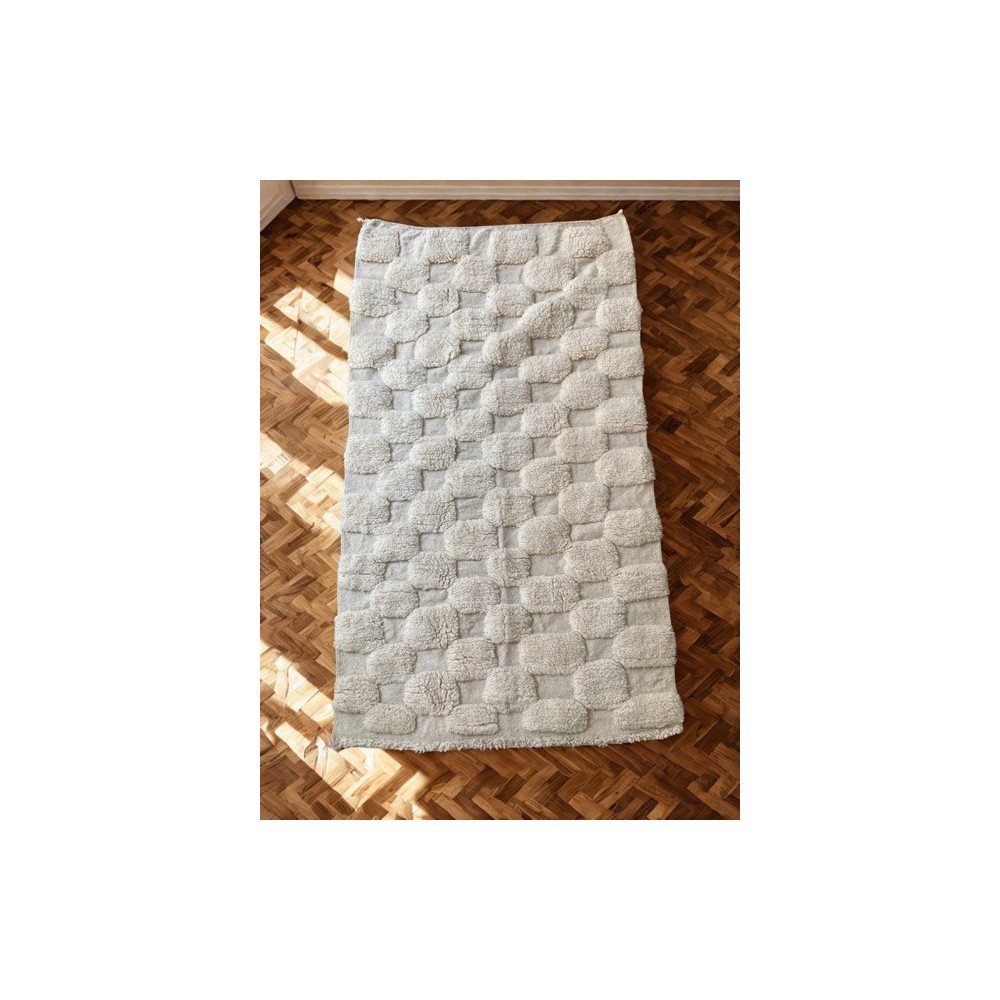 Tapis berbère écru en laine