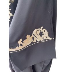 Jellaba Prestige Noire avec Broderies Ivoire